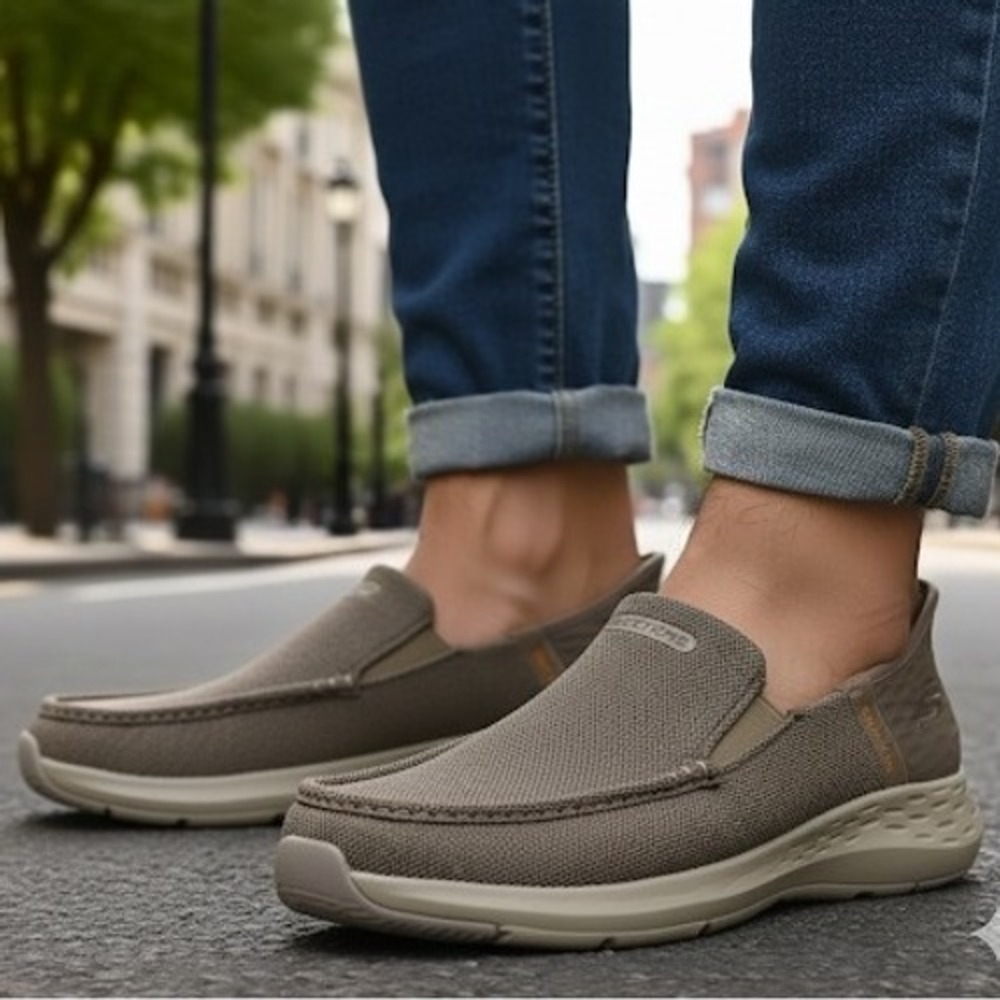 Skechers Slip-Ins Parson Ralven Hands-Free Relaxed Fit Taupe Men's 11.5 Loafers
